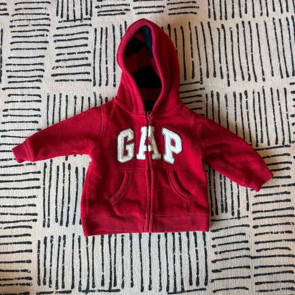 GAP Red and Navy Hoodies with Blue Bear One Pieces 6 Months - Picture 6 of 7